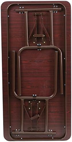 BizChair 4-Foot Mahogany Melamine Laminate Folding Banquet Table