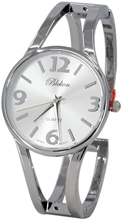Collections Women's Elegant Analog Quartz Watch - 33mm Case, Casual Metal Cuff Bangle Design, Adjustable Fit for 7-8 Inch Wrist Size