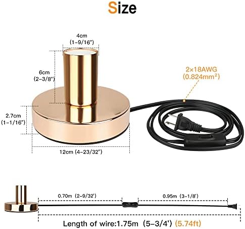 Helunsi Industrial Table Lamp Base, Black E26 E27 Lamp Base Without Shade