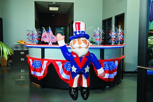 Fun Express 64" Jumbo Blow Up Uncle Sam Inflatable – 5+ Foot Patriotic 4th of July Decorations Outdoor Yard Decor | Heavy Duty Patriotic for