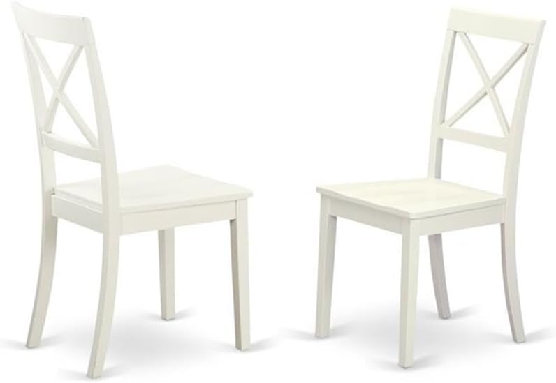 East West Furniture DLBO3-WHI-W 3 Piece Dining Room Table Set Contains a Round Kitchen Table with Dropleaf and 2 Dining Chairs, 42x42 Inch, Linen White