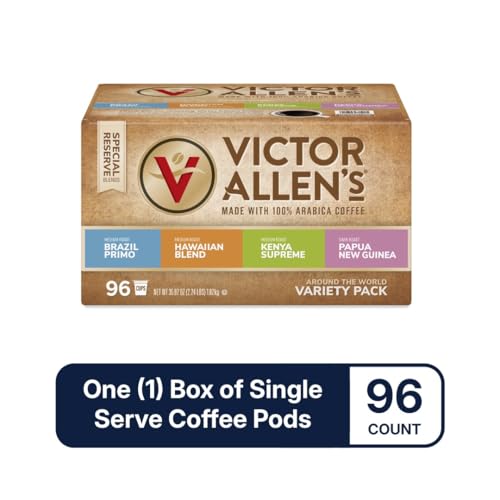 Victor Allen's Coffee Around The World Variety Pack (Brazil Primo, Kenya Supreme, Kona Blend, Papua New Guinea), 96 Count