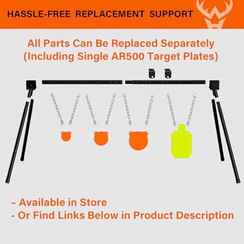 Highwild Expandable AR500 Steel Targets System 3/8" Thick Complete Shooting Targets with Stand, 4", 6", 8" Gongs + 7" x 12" Torso with 1 Stand
