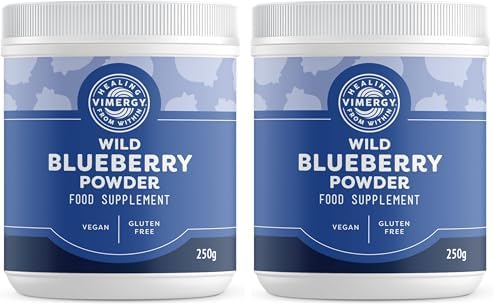 Vimergy Wild Blueberry Powder, Non-GMO, Vegan, Organic, 250g, 62 Servings | Antioxidant Used in Heavy Metal Detox Smoothie, Protects Brain Cells*, Gluten-Free
