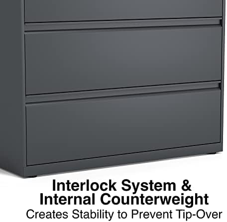 Lorell 3-Drawer Lateral File, 42 by 18-5/8 by 40-1/4-Inch, Charcoal