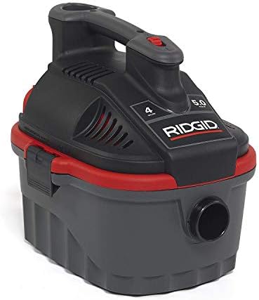 RIDGID 50313 Model 4000RV 4-Gallon Portable Wet and Dry Compact Vacuum Cleaner with 5.0 Peak-HP Motor, 4 gallon, Red