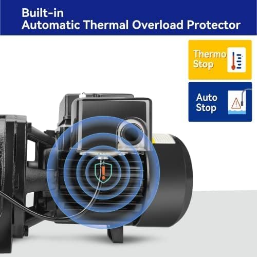 Shallow Well Jet Pump,Cast Iron, Well Depth Up to 25ft, 115V/230V Dual Voltage, Automatic Pressure Switch