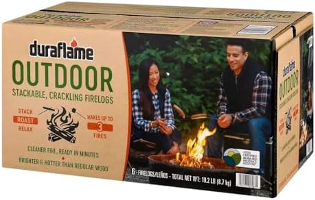 Duraflame Outdoor Firelogs – Crackling Fire Logs for Fire Pits, Camping, Bonfires & Backyard Fires, Easy-Light Firewood Alternative (1 Box)