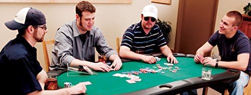 Fat Cat Folding Poker Table for 10 Players, Foldable Texas Holdem Casino Table with Cushioned Rail, Drink Holders, and Green Felt Top