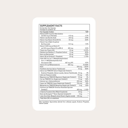 THORNE Basic Nutrients 2/Day, Vitamin & Mineral Formula, 60 Capsules | Comprehensive Daily Multi-Vitamin with Optimal Bioavailability, Gluten, Dairy & Soy-Free, NSF Contents Certified