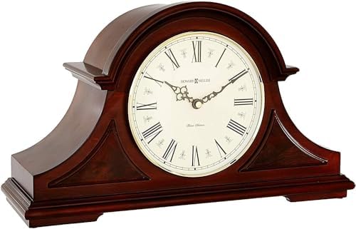 Howard Miller Burton II Mantel Clock – Windsor Finish, Triple-Chime Quartz Movement, Roman Numerals, Volume Control, Nighttime Shutoff