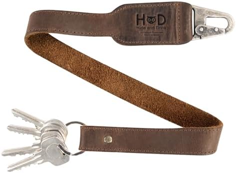 Hide & Drink, Keychain Lanyard, Badge Holder, Clip to Attach to House, Car, and Apartment Keys, Full Grain Leather, Handmade