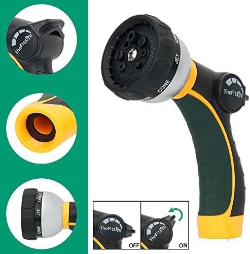 TheFitLife Flexible Metal Garden Water Hose - Upgrade Leak and Fray Resistant Design, Stainless Steel with Solid Fittings and Sprayer Nozzle