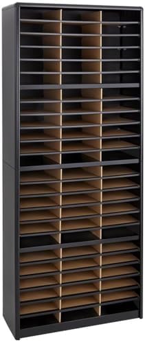 Scranton & Co Filing Cabinet, 72 Compartments, Black Finish, 75" Height, Contemporary Style Organizer for Home or Office Storage