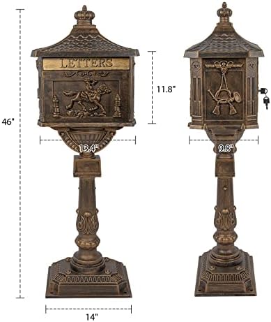 Polar Aurora Mailbox Cast Aluminum Bronze Mail Box Postal Box Security Heavy Duty New