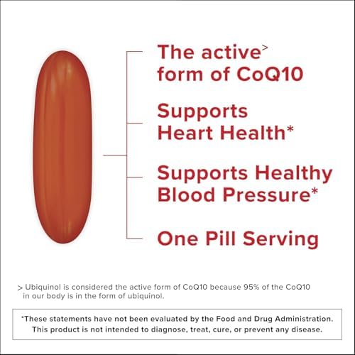 Qunol Ubiquinol 200mg, Extra Strength, Powerful Antioxidant, 60 Softgels | #1 Cardiologist Recommended Supplement for Heart Health, Coenzyme Q10 Supplement to support Vascular Health & Cellular Energy