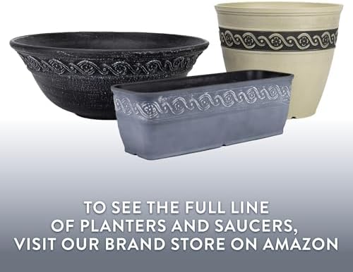 Corinthian Rectangular Planter Box w/Drain Plug, 10" Ivory Ash