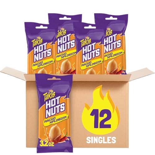 Takis Fuego Hot Nuts 12 pc / 3.2 oz Snack Size Box, Hot Chili Pepper & Lime Flavored Extreme Spicy Double-Crunch Peanuts