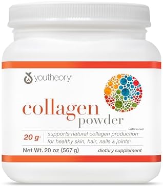 Youtheory Collagen Powder, 20g, Unflavored, 10 oz, 12-Day Supply