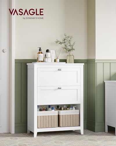 VASAGLE Bathroom Storage Cabinet, with 2 Doors, 31.5" H, Cloud White