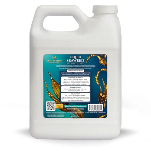 Liquid Kelp Seaweed Fertilizer Concentrate - Blue Planet Nutrients Ascophyllum Nodosum Liquid Seaweed Supplement - Makes 470 Gallons - Quart (32 oz)