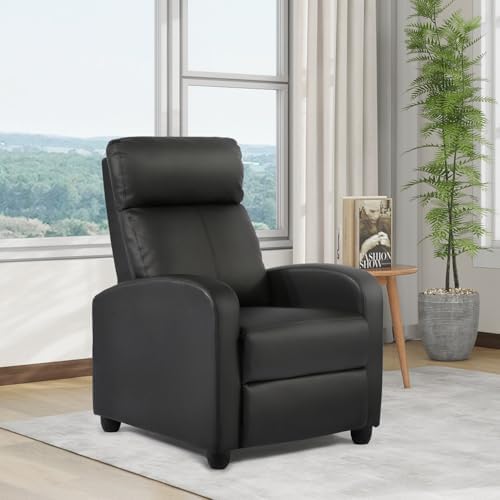 FDW Recliner Chair Push Back Sofa Home Theater Seating with Lumbar Support and Leather Padded Seat Backrest for Living Room | Lounge Chair With