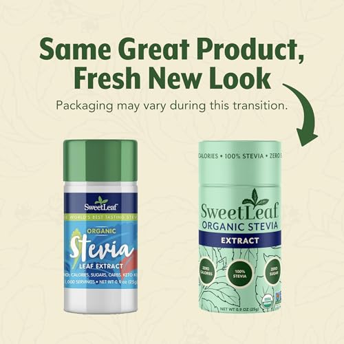 SweetLeaf Organic Pure Stevia Powder Shaker Jar, Sugar Free- 0.9 Oz, 1 Pack | Zero Calorie Sweetener No Erythritol, Stevia Leaf Extract, Natural Sugar Substitute for Coffee & Baking