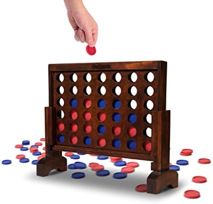 GoSports Premium 4 in a Row Game - Choose Between Classic White or Dark Stain - 1 Foot Width – with Connect Coins, Portable Case and Rules