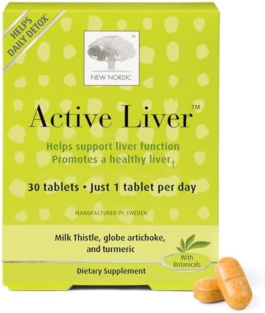 NEW NORDIC Active Liver Daily Support Supplement 30-Day Supply - 30 Tablets | Includes a supply of daily liver supplements, featuring a botanical blend of milk thistle and artichoke in a tablet format
