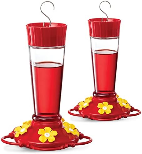 Hummingbird Feeder [Set of 2] Leakproof Clear Plastic 10 oz Wide Mouth.