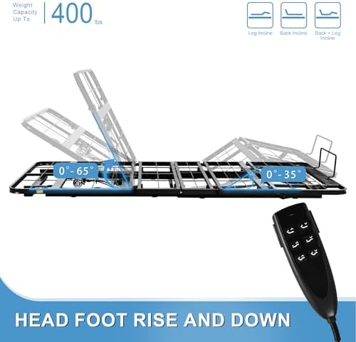 Twin XL Adjustable Bed Frame Without Legs for Rv Platform Storage Bed | Zero Clearance Head & Foot Electric Lift Recline