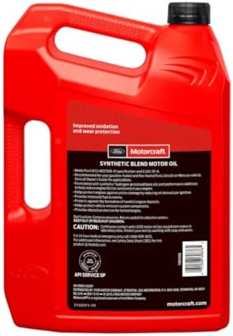 Motorcraft SAE 5W-20 Synthetic Blend Motor Oil - XO-5W20-5Q3SP - 5 Quart Jug (For Select Models and Years of Ford, Lincoln, and Mercury Vehicles)