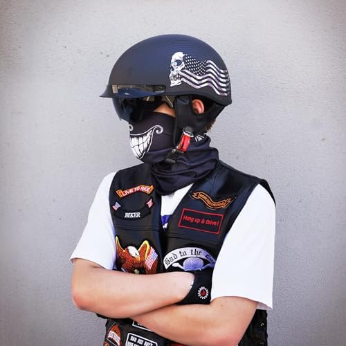 VCOROS Carbon Fiber Open Face Retro Motorcycle Half Helmet DOT