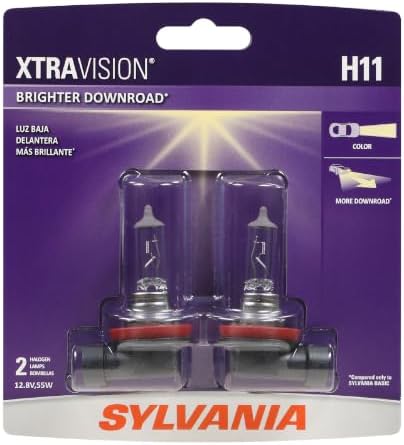 SYLVANIA - H11 XtraVision - High Performance Halogen Headlight Bulb, High Beam, Low Beam and Fog Replacement Bulb (Contains 2 Bulbs)