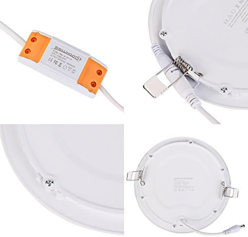 12W 6-inch Ultra-Thin Round LED Recessed Ceiling Panel Down Light with Driver, 1,000 Lumens, 80W Incandescent Equivalent, Home, Office, Commercial Lighting - Pack of 10, 6000K Cool White