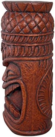 Design Toscano Grand Tiki Face Kanaloa Teeth Indoor/Outdoor Side Table Statue, Patio, Bar, Den, 20 inch tall, Cast Stone Resin, Woodtone Finish