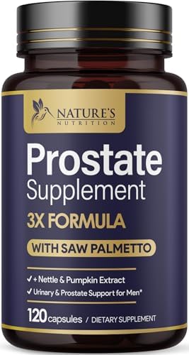 Prostate Health Supplements for Men - 3X Strength with Saw Palmetto Blend Stinging Nettle Root & Pumpkin Seed Support Complex - Supports Bathroom Trips Prostate & Urinary Health - 60 Capsules