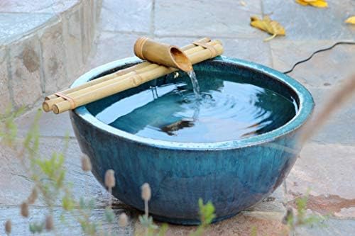 18" Three-Arm Zen Bamboo Fountain Kit with Pump – Large Split-Resistant Bamboo Water Feature for Bowls, Basins