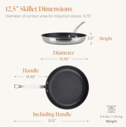 Hestan ProBond Forged TITUM - Professional Clad Stainless Steel, Nonstick, Frying Pan, (8.5-Inch), Induction Compatible, Made without PFOAs