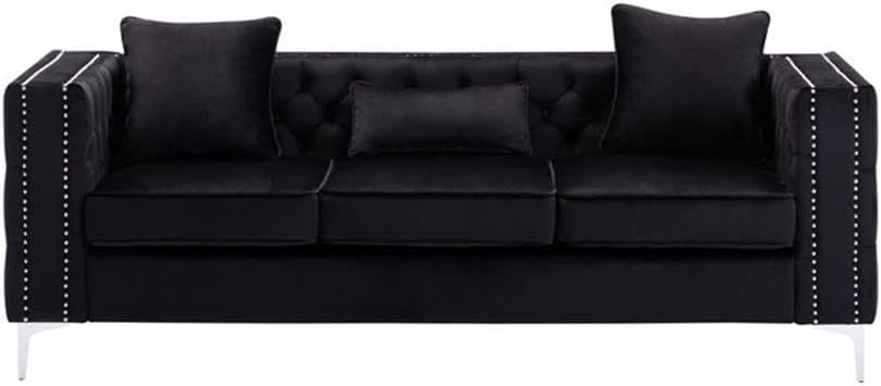 Lilola Home Lorreto Black Velvet Sofa
