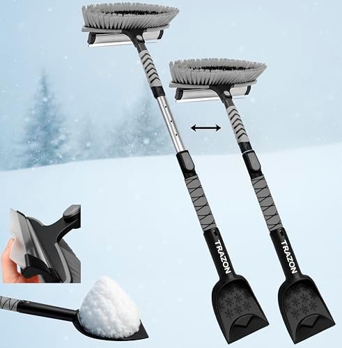42.4" Extendable Snow Brush & Mini Snow Shovel/Ice Scraper for Car Windshield with Foam Grip for Cars, SUV, Trucks, Detachable Сar Scraper