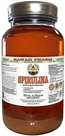 Hawaii Pharm Spirulina Alcohol-Free Liquid Extract, Professional Grade, Small Batch Crafted Spirulina (Arthrospira platensis) Dried Algae Glycerite Natural Herbal Supplement, 2 fl.oz