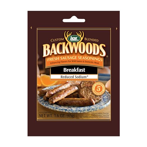 LEM Products Backwoods Breakfast Fresh Sausage Seasoning, 8.3 oz Packet | Pre-Measured Seasoning for Wild Game and Domestic Meat, Seasons Up to 25 Pounds of Meat for Homemade Patties and Sausages
