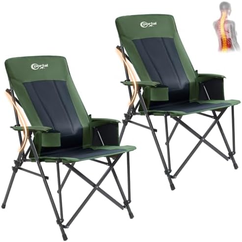 Portal Camping Chair with Lumbar Support for Adults Folding Portable High Back Oversized, 400LBS
