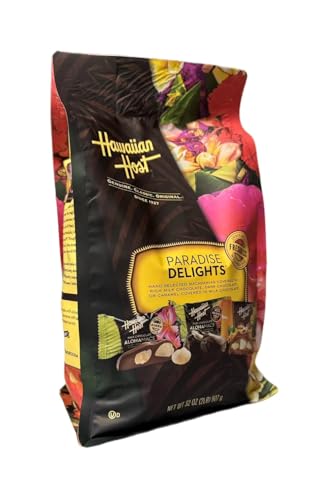 Hawaiian Host Paradise Collection - Paradise Delights Assorted Chocolate Macadamia Nuts - 47 Oz Bag