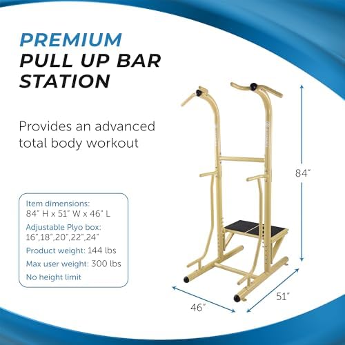 Stamina Pull Up Bar Tower & Dip Station, Free Standing Outdoor Home Gym Equipment - Adjustable and Portable Workout Stand for Calisthenics Body Weight Training