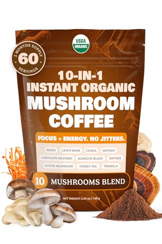ShroomDNA Mushroom Coffee Blend with Chaga & Lion's Mane | Instant Focus + Clarity All Day | Organic + Vegan + Gluten Free | No Added Sugar | 20 Count