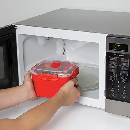 Sistema Microwave Collection Steamer, Medium, 83.5 oz./2.4 L, Red
