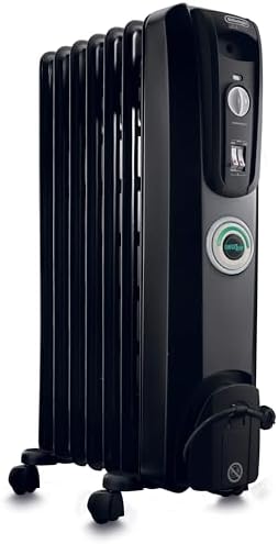 De'Longhi Oil filled Radiator Heater, 1500W Electric Space Heater for indoor use, portable room heater, Energy Saving, full room like office and bedroom with safety features, EW7707CM