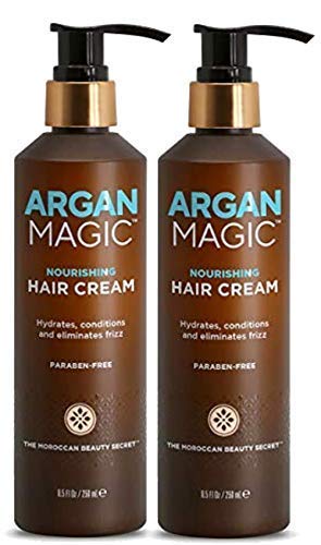 Argan Magic Nourishing Hair Cream - Hydrates, Conditions, and Eliminates Frizz for All Hair Types | Seals in Shine | Paraben Free, (8.5 oz)